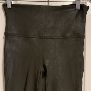 SPANX olive green, faux leather Leggings